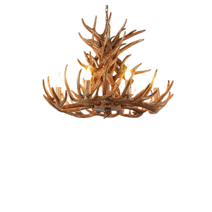 Lustre en résine en forme de cerf à bois de cerf, style campagne européenne, grand modèle, pour salon et loft, luminaire suspendu vintage - Product Image 1