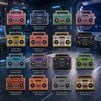 Ensemble d'aimants métalliques pour réfrigérateur, style rétro spatial, avec motifs Kawaii, Cassette, Patins à roulettes, TV, Boombox, Vinyle, Game Boy et Vibes Cosmiques