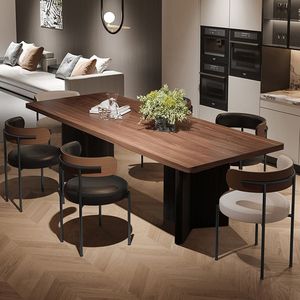 Tavolo da Pranzo Contemporaneo in <span class=keywords><strong>Legno</strong></span>, Ampio Piano Rettangolare con Gambe Scultoree in <span class=keywords><strong>Legno</strong></span> Massello - Product Image 1