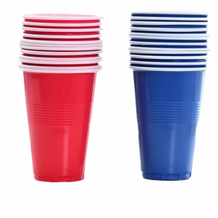 EU-PACKUNG Pp-Becher individuelle Einweg-Party-Kunststoffbecher rot weiß blau Bier Trinkbecher Tischtennis Ping-Pong-Ball