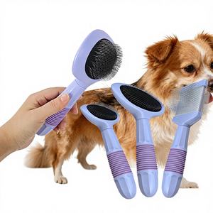 Brosse de toilettage pour animaux de compagnie à manche violet, plusieurs modèles, pour chiens et chats, élimination des poils et démêlage, brosse professionnelle pour l'élimination des poils d'animaux - Product Image 3