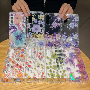 Funda de teléfono con flores de luz azul láser de lujo de diseño claro para Samsung S24 S23 S22 <span class=keywords><strong>A13</strong></span> A14 A24 A34 A53 A54 A15 A55 - Product Image 2