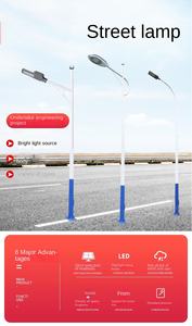 Poste de farola 3M 4m 5M 6m Poste de farola de carretera Poste de iluminación de jardín Poste de farola solar galvanizada de acero - Product Image 6