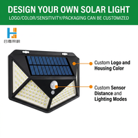 Lampe solaire à détecteur de mouvement HEJIA pour extérieur, 100 LED, applique murale étanche, éclairage de qualité professionnelle pour rue, chemin, cour, vente en gros