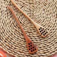 Vente en gros couverts en bois mélange salade de riz à Long manche Dessert Condiment sucre épices vaisselle cuisine cuillère en bois pour la cuisine