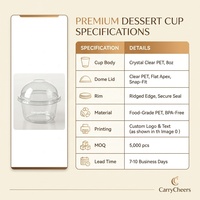 Gobelets personnalisés imprimés 8oz 12oz 16oz pour Açaï, Parfait, Yaourt, Salade de Fruits et Desserts, en plastique transparent avec couvercles