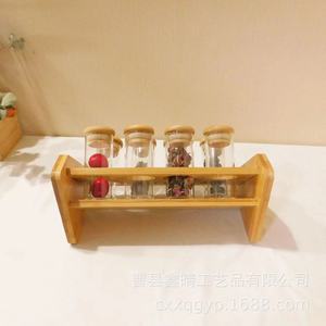 Bamboo Wood <b>Spice</b> <b>Rack</b> With 6 Glass <b>Jars</b> <b>For</b> Kitchen Countertop Storage Organizer Eco Friendly Multi Purpose - Product Image 4
