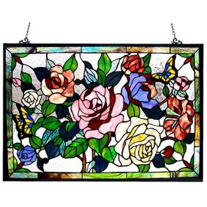Panel de Vidrio Tiffany con Diseño de Rosas, Estilo Rústico, Personalizado al por Mayor, para Decoración de Paredes de Villas - Product Image 1