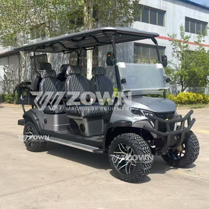 Carrito de Golf Elevado Gris Plateado para 6 Pasajeros con Asientos Delanteros y Traseros, Estribos Laterales Anchos y Neumáticos Todoterreno para Recorridos por Ranchos - Product Image 1