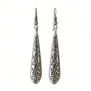 Orecchini pendenti vintage in argento tibetano per donna, con motivo vegetale, gioielli alla moda placcati in argento antico - Product Image 1