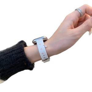 Bracelet de montre en tissu motif étoile et cœur 14 mm avec boucle ardillon pour Apple Watch, bracelet souple - Product Image 5