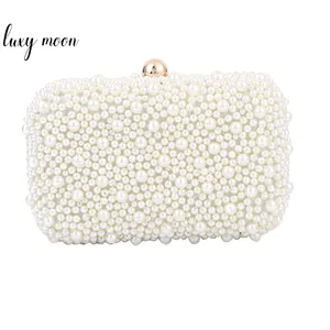 High Quality Artificial White Pearl Beaded Evening Bag Crystal Pearl Prom Party Bag For Ladies NE355