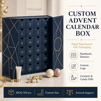 Boîte de calendrier de l'avent rigide de luxe personnalisée en carton recyclé, impression quadricolore, emballage cadeau pour cosmétiques, compte à rebours de Noël