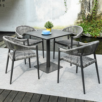 Ensemble de tables et chaises décontractées de style nordique en osier imperméable pour balcon extérieur, hôtel, cour, jardin, véranda, terrasse