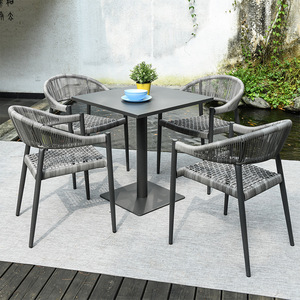 Chaises <span class=keywords><strong>en</strong></span> osier pour balcon extérieur, hôtel, cour, jardin, véranda, terrasse, tables et chaises décontractées de style nordique, ensemble de jardin pour café - Product Image 3