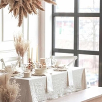 Nappe en coton beige 100% avec ourlet festonné, réutilisable et lavable, pour banquets de mariage, événements, dîners, housses de table personnalisées