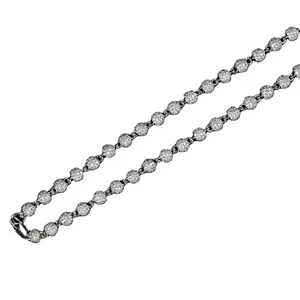 Hip Hop Jewelry 925 Sterling Silver Tennis Cuban Link Chain Iced Out White Moissanite Diamond 6mm Ball Bead Necklace for Women