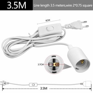 Prise UE 1.8m câbles de cordon d'alimentation E27 support de base de lampe <span class=keywords><strong>avec</strong></span> fil de commutateur pour pendentif ampoules LED luminaire lampe à main Suspension prise - Product Image 3