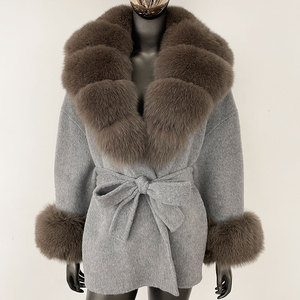 <span class=keywords><strong>Manteau</strong></span> en laine double face et poil de chameau pour <span class=keywords><strong>femme</strong></span>, col en fourrure de renard, coupe ample <span class=keywords><strong>mi</strong></span>-longue, collection Automne-Hiver 2025, haute qualité, vente en gros OEM, directement de l'usine. - Product Image 2