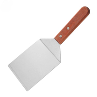 Spatule Teppanyaki en acier inoxydable, spatule à pain plat avec manche en bois, spatule à pizza, spatule à steak, spatule à crêpes