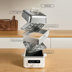 <span class=keywords><strong>Vaporera</strong></span> y Olla Eléctrica Doméstica Personalizada de Una Sola Capa con Tapa Transparente, <span class=keywords><strong>Acero</strong></span> <span class=keywords><strong>Inoxidable</strong></span>, 1800W, Capacidad de 10L+ - Product Image 2