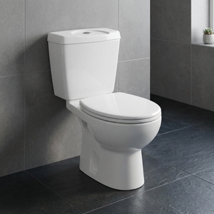 Inodoro de cerámica de dos piezas estilo Twyford con descarga por gravedad, conjunto de inodoro de cerámica para baño. - Product Image 1