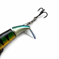 LUSHAZER Leurre de pêche segmenté 100mm 13g, flottant, avec queue à hélice, hameçon triple, pour pêche en surface, pour Black-bass, Brochet, Perche