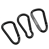 Carabiner Bentuk D Tugas Berat Bahan Aluminium Alloy Ukuran 8 (76x40mm) Lepas Cepat Penghubung Ransel Perlengkapan Luar Ruangan Cincin Pengait Hitam