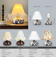 Lampes de table modernes sans fil en marbre, à piles, à commande tactile flexible, avec abat-jour en métal pour salon, lampe de bureau