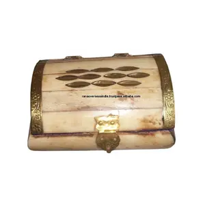 Винтажная коробка из латуни и костей, Декоративная резная шкатулка ручной работы, коробка для хранения ювелирных изделий и сувениров