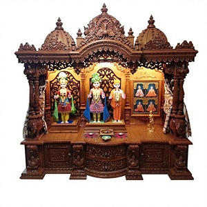 Templo de Madera Sagwan de Teca Sólida Tallado a Mano, Tradicional Pooja Ghar de Gran Tamaño, Estilo Sureño Indio Swaminarayan BAPS, Unidad de Templo de Madera para EE. UU. - Product Image 5