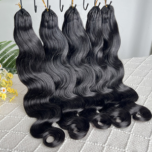 Extensions de cheveux humains ondulés au crochet, pré-séparées, effet plume - Product Image 1