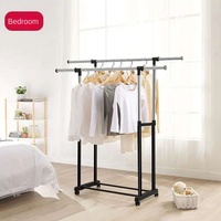 Séchoir à linge pliable et rétractable en acier inoxydable à tige unique pour sol intérieur