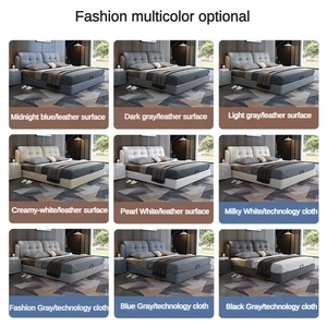 Derniers meubles design populaires 180x200 rangement couchage faux cuir en bois double king size lits rembourrés - Product Image 3