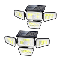 Lampe solaire LED avec angle d'éclairage réglable, 270 diodes, 4 têtes, lampe d'extérieur avec capteur de mouvement, décoration de jardin