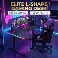 AOR Meilleures ventes Bureau en L silencieux à hauteur réglable pour e-sport, jeu, bureau et étude, avec éclairage RGB stylé, panneau E0, vente en gros usine