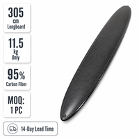 Planche de surf longboard en fibre de carbone intégrale 305 cm 75 mm 11,5 kg Légère pour adulte OEM Logo personnalisé Vente en gros usine