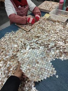 Mosaico de Mármol con Forma de Escama de Pescado, Decoración de Azulejos de Nácar para Proyectos de Paredes de Baños y Salas de Estar de Hoteles - Product Image 3