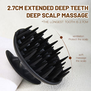 Professional Waterproof Round <b>Scalp</b> Massager Shampoo Brush Silicone Head Wash <b>Exfoliating</b> Tool with Extended Handle for Home Use - Product Image 5