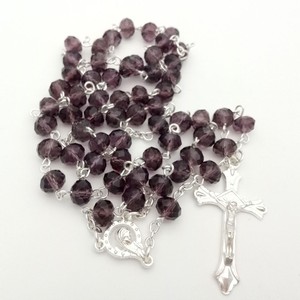 Venta al por mayor de rosarios de cristal <span class=keywords><strong>Santo</strong></span> Cristiano Católico Sublimación Centro de mesa Crucifijo Cruz <span class=keywords><strong>Rosario</strong></span> Collar de cuentas para la oración - Product Image 5