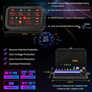 Painel de interruptor touch para caminhão, painel de acessórios para carro portátil rgb com sistema de aplicativo rgb 8gang - Product Image 4