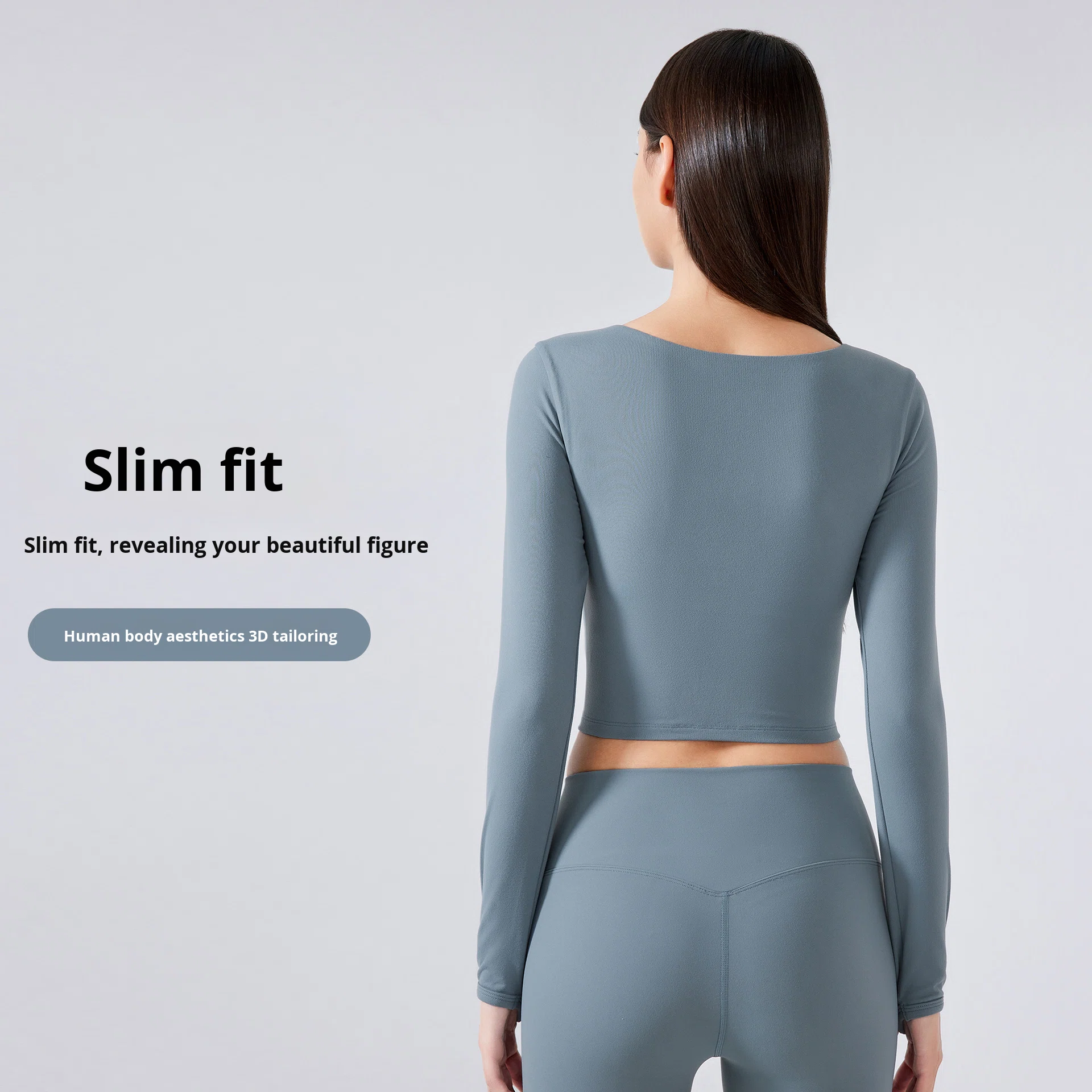 New Breathable Spandex Yoga Sports Top with Chest Pads Long Sleeves Simple Design for Women Low Waist Short Sexy Fitness