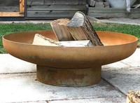 Brûleur en acier corten avec bol pour foyer extérieur personnalisé