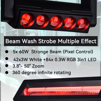 Projecteur de scène DJ Disco Concert 5 LED 60W 4-en-1 Stroboscope Zoom Wash Beam Pixel Moving Head Light RGBW Bar DMX512 pour Parc à Thème