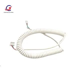 White Customized Flexible spring wire coiled cable white spring cable