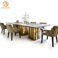 Ensemble table à manger ronde de luxe 12 places en marbre design en métal
