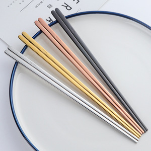 Tazón de Metal comestible coreano gratis de muestra, <span class=keywords><strong>palillos</strong></span> <span class=keywords><strong>para</strong></span> <span class=keywords><strong>comer</strong></span>, <span class=keywords><strong>palillos</strong></span> planos de Metal de titanio negro dorado grabado, soporte de embalaje de regalo - Product Image 3