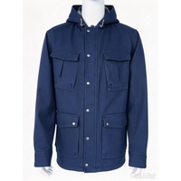 Veste d'hiver classique pour homme en laine peignée unie, coupe ample, avec fermeture éclair sur le devant et capuche doublée à carreaux