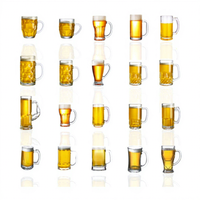 Vente en gros d'usine, différents designs avec logo personnalisé, mugs à bière en verre par sublimation, verre à bière avec poignée