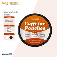 Pochettes énergétiques à la caféine en gros, formule personnalisée, pochettes orales nootropiques, faible MOQ usine